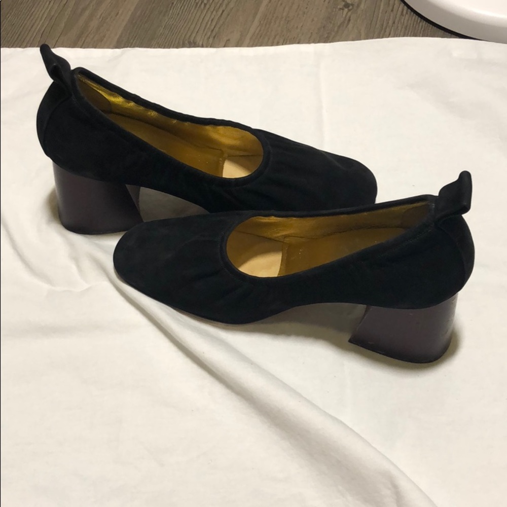 Authentic Celine Suede Wooden Block Heel Pumps New